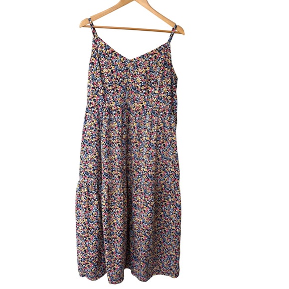 Old Navy Cami Maxi Swing Dress Blue Multi Floral Size XL Breezy Flowy Summer - Picture 2 of 12